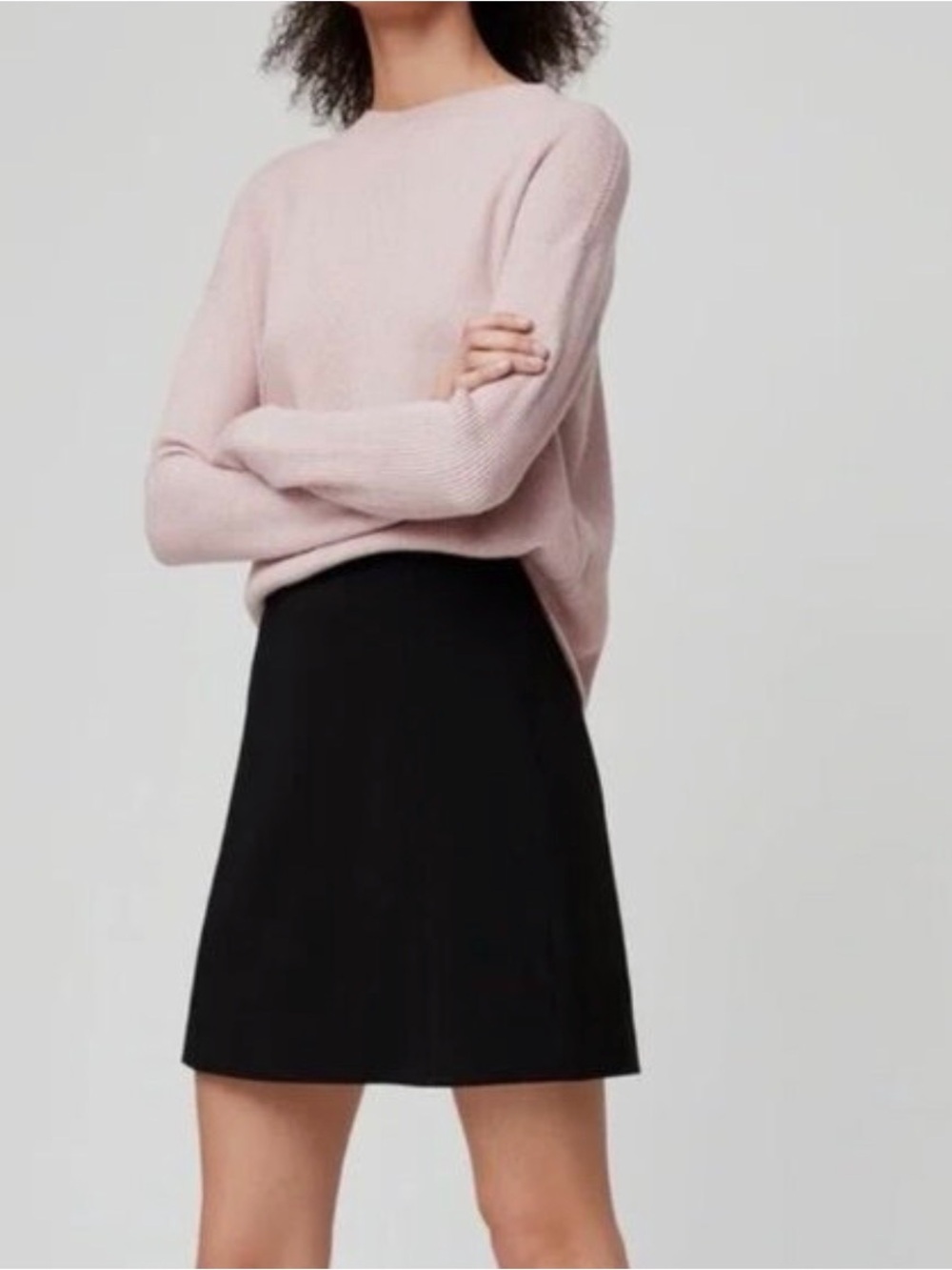 Aritzia Babaton Black Faux Suede Mini A-Line Skirt